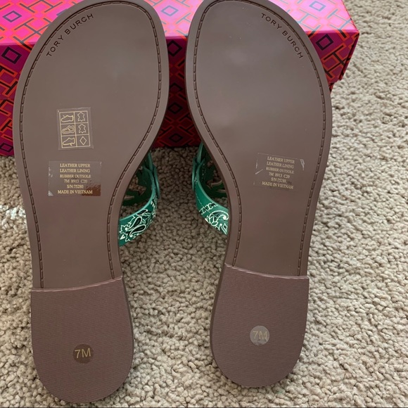 NEW 6.5 Tory Burch Miller Bandana Sandals Green - Picture 7 of 13